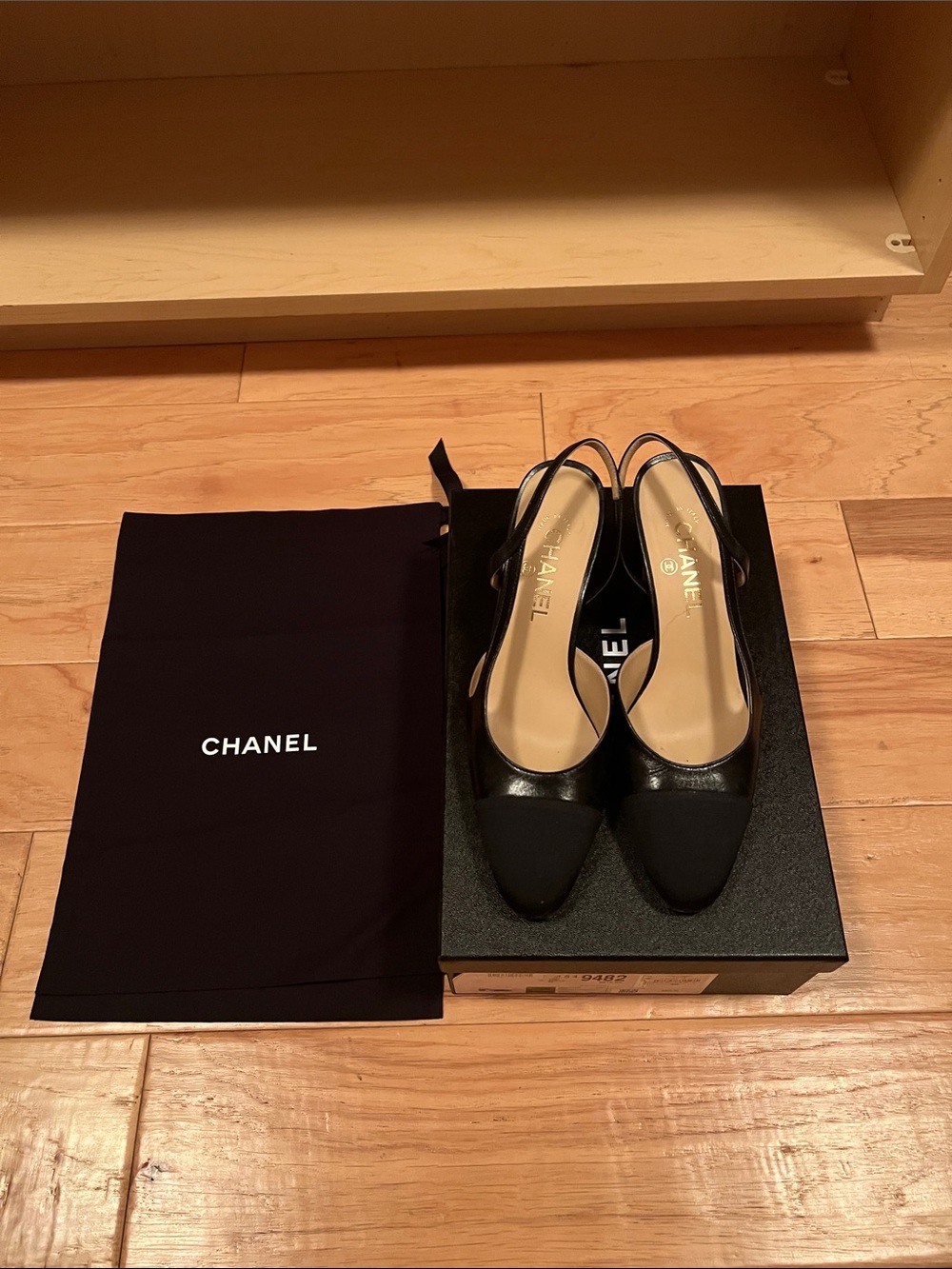 CHANEL Black Two-Tone Slingback Mules